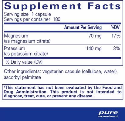 Калий и Магний (цитрат) Pure Encapsulations Potassium Magnesium (citrate), 180 капсул