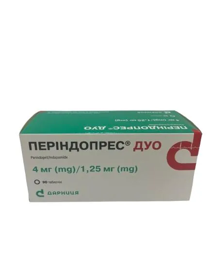 Періндопрес дуо таблетки по 4 мг/1.25 мг №90 (10х9)