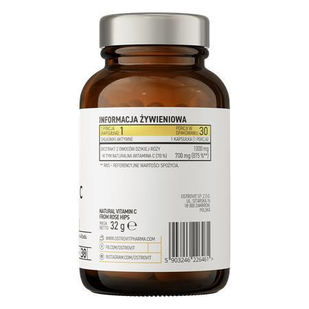 Витамин C OstroVit Pharma Natural Vitamin C от Rose Hips, 30 капсул