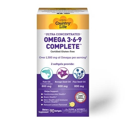 Омега 3-6-9 Country Life Omega 3-6-9 Complete ультра концентрированный, 90 мягких капсул