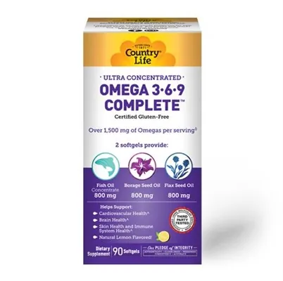 Омега 3-6-9 Country Life Omega 3-6-9 Complete ультра концентровані, 90 м'яких капсул