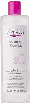 Міцелярна вода Byphasse Make-up Remover для очищення обличчя для сухої, чутливої та інтолерантної шкіри, 500 мл