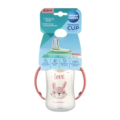 Кружка Canpol babies Cute Animals тренувальна з силіконовим носиком, рожева, 56/512_pin2, 320 мл