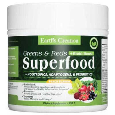 Суперфуды Зеленые и Красные Earth's Creation Superfoods Greens and Reds, 930 г