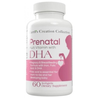 Пренатал Мульти Витамин с ДГЭА Earth's Creation Prenatal Multi Vitamin with DHA, 60 гелевых капсул