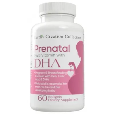 Пренатал Мульті Вітамін з ДГЕА Earth's Creation Prenatal Multi Vitamin with DHA, 60 гелевих капсул