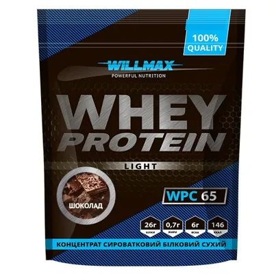 Протеїн сироватковий концентрат Willmax Whey Protein Light WPC 65, шоколад, 1 кг