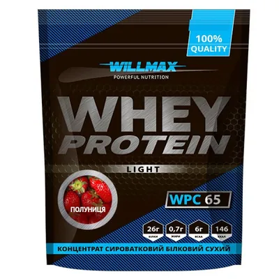 Протеїн сироватковий концентрат Willmax Whey Protein Light WPC 65, полуниця, 1 кг