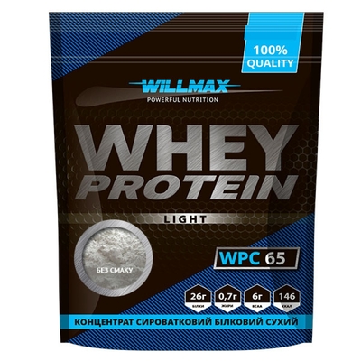 Протеин Willmax Whey Protein Light 65% Unflavored, без вкуса, 1 кг