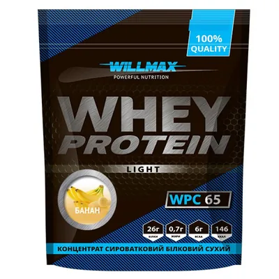 Протеїн сироватковий концентрат Willmax Whey Protein Light WPC 65, банан, 1 кг