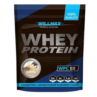 Протеїн сироватковий концентрат Willmax Whey Protein WPC 80, ваніль, 920 г