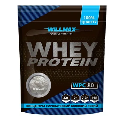 Протеїн сироватковий концентрат Willmax Whey Protein WPC 80, без смаку, 920 г