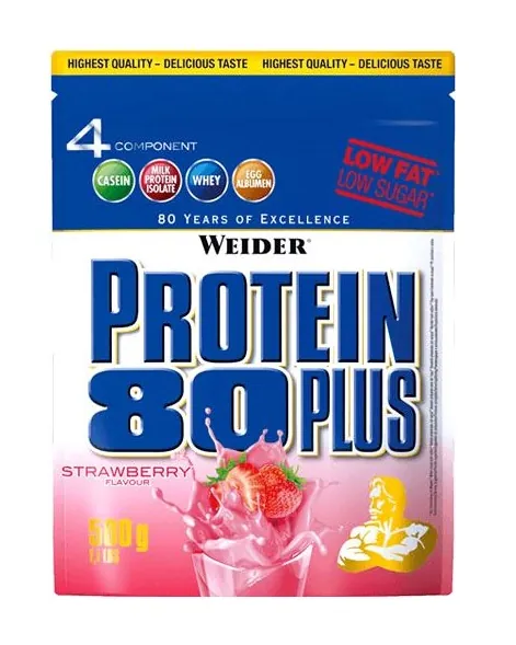 Протеїн комплексний Weider Protein 80 Plus, полуниця, 500 г