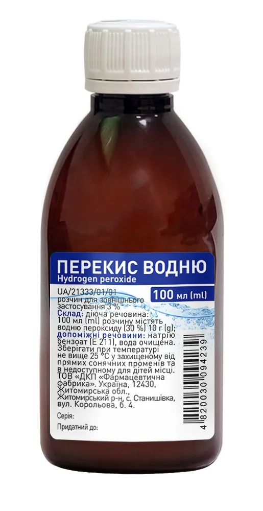 Перекис водню розчин д/зовн. заст. 3 % по 100 мл у флак.