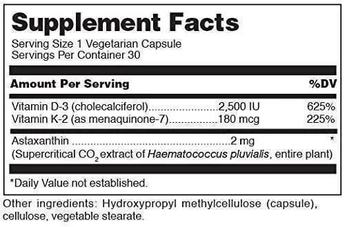 Вітаміни К2 та Д3 з астаксантином Douglas Laboratories Vitamin K2-D3 With Astaxanthin, 30 капсул