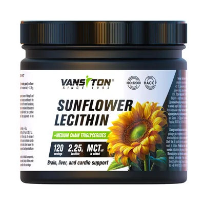 Лецитин соняшниковий Vansiton Sunflower Lecithin з МСТ, 360 г