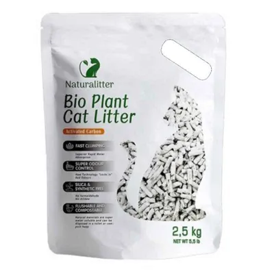 Наповнювач для котячого туалету Naturalitter Bio Plant Cat Litter Activated Carbon соєвий з активованим вугіллям, 2,5 кг (6 л)