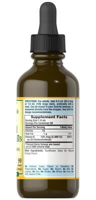 Витамин Д3 Puritan's Pride Vitamin D3 5000 IU (125 мкг) Natural Orange, 59 мл