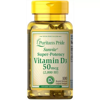 Витамин Д3 Puritan's Pride Vitamin D3 2000 IU (50 мкг), 100 гелевых капсул
