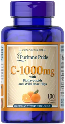 Вітамін С 1000 Puritan's Pride Vitamin C 1000 mg with Bioflavonoids and Rose Hips, 100 каплет