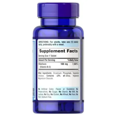 Вітамін В2 Puritan's Pride Vitamin B-2 (Riboflavin) 100 мг, 100 таблеток