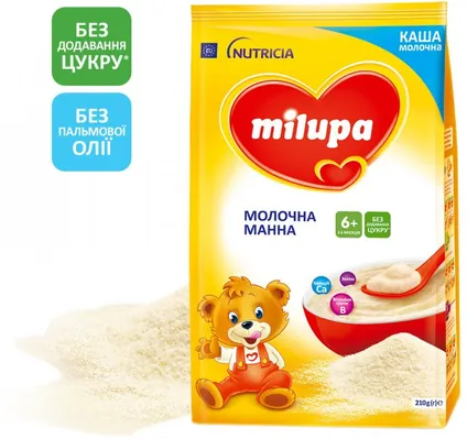 Каша молочна Milupa манна для дітей з 6 місяців, 210 г