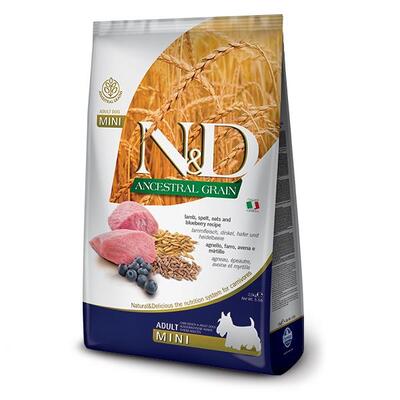 Корм сухий Farmina N&D Ancestral Grain низькозерновий для собак дрібних порід з ягням та чорницею, 2,5 кг