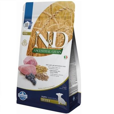 Корм сухий Farmina N&D Ancestral Grain низькозерновий для цуценят дрібних порід з ягням та чорницею, 800 г