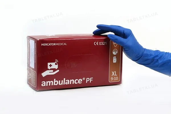 Рукавички оглядові Ambulance PF латексні без пудри нестерильні, розмір XL, пара
