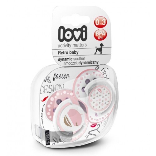 Пустышка силиконовая Lovi Retro baby динамическая, 22/803girl, 0-3 месяца, 2 шт