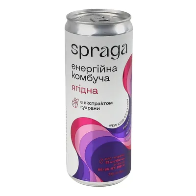 Напій енергетичний Spraga безалкогольний слабогазований комбуча ягоди, з/б 330 мл