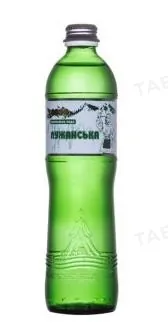 Вода мінеральна Лужанська сильногазована, скляна пляшка, 0,5 л