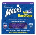 Беруши вкладки ушные MACK'S AquaBlock 12 силиконовые мягкие (защита от воды), фиолетовые, 2 пары