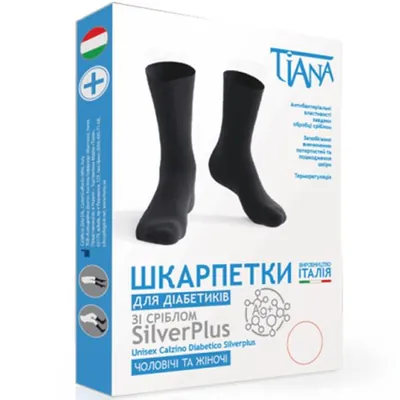 Шкарпетки для діабетиків Tiana 725 SilverPlus зі сріблом, колір чорний, розмір 4