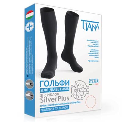 Гольфы для диабетиков Tiana 735 SilverPlus с серебром, цвет черный, размер 1