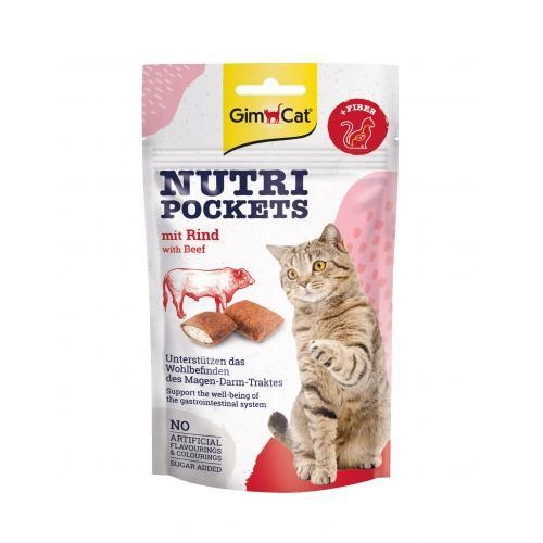 Лакомство для кошек GimCat Nutri Pockets с говядиной и солодом, 60 г