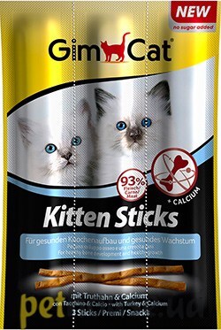 Лакомство для котят GimCat Kitten Sticks с индейкой и кальцием, 3 штуки