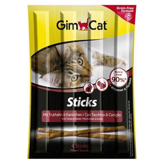 Лакомство для кошек GimCat Sticks палочки с индейкой и кроликом, 4 штуки