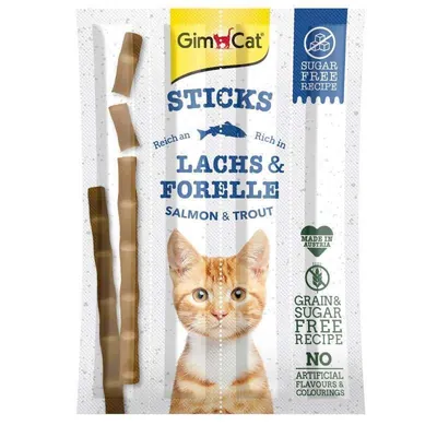 Ласощі для кішок GimCat Sticks палички лососем та фореллю, 4 штуки