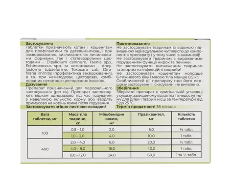 Мільбентел ModeS антигельмінтний засіб для котів і кошенят від 2 кг, 2 таблетки