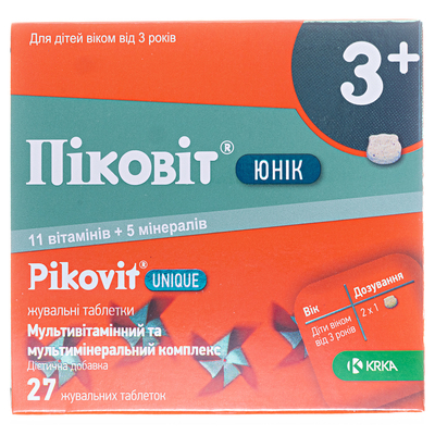 Пиковит Юник 3+ таблетки жев. №27 (9х3)