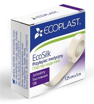 Пластырь медицинский Ecoplast EcoSilk на текстильной основе 1,25 см x 5 м, бумажн. упак.