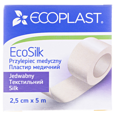 Пластырь медицинский Ecoplast EcoSilk на текстильной основе 2,5 см x 5 м, бумажн. упак.