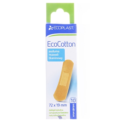 Набір пластирів медичних Ecoplast EcoCotton бактерицидних на тканій основі 72 x 19 мм, 10 штук