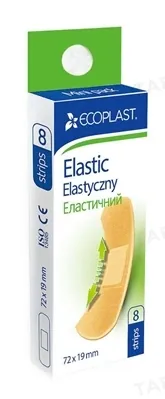 Набір пластирів медичних Ecoplast Elastic бактерицидних, на тканій основі, еластичних 72 х 19 мм, 8 штук