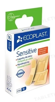 Набір пластирів медичних Ecoplast Sensitive лагідний до шкіри, гіпоалергенний, на нетканій основі, 16 штук