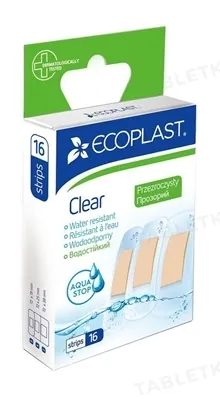 Набір пластирів медичних Ecoplast Clear прозорих на полімерній основі, 16 штук