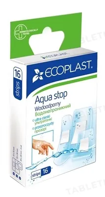Набір пластирів медичних Ecoplast Aqua stop водонепроникних, прозорих, 16 штук