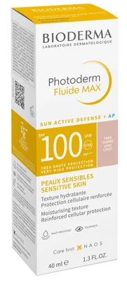 Флюїд сонцезахисний Bioderma Photoderm SPF100 для обличчя тонуючий дуже світлий, 40 мл