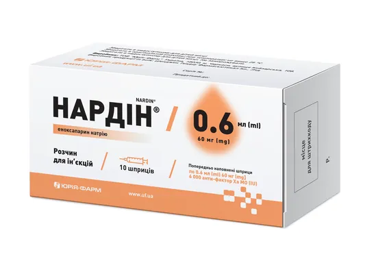 Нардін розчин д/ін. 100 мг/мл по 0.6 мл (60 мг) №10 (2х5) у поперед. запов. шпр.